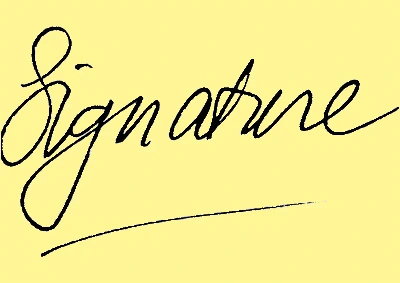 Transparent signature on yellow background - ready for documents and print