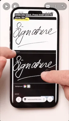 Invert signature colors instantly - RemoveWhite demo